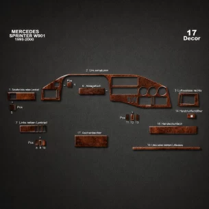 Mercedes Sprinter W901 03.95-01.00 3D Interior Dashboard Trim Kit Dash Trim Dekor 17-Parts 2