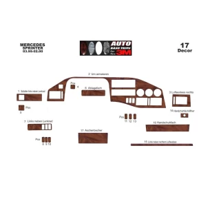Mercedes Sprinter W901 03.95-01.00 3D Interior Dashboard Trim Kit Dash Trim Dekor 17-Parts