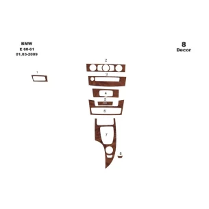 BMW 5 Series E60-E61 07.03-11.09 3D Interior Dashboard Trim Kit Dash Trim Dekor 8-Parts 2