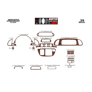 Mercedes Sprinter W903 Aut. 02.00-04.06 3D Interior Dashboard Trim Kit Dash Trim Dekor 27-Parts