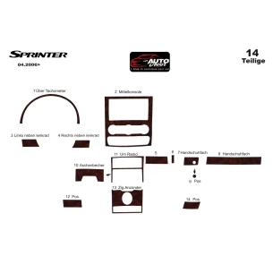 Mercedes Sprinter W906 04.2006 3D Interior Dashboard Trim Kit Dash Trim Dekor 14-Parts 2