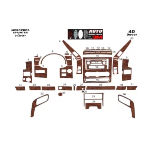 Mercedes Sprinter W906 04.2006 3D Interior Dashboard Trim Kit Dash Trim Dekor 40-Parts 2