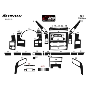 Mercedes Sprinter W906 04.2015 3D Interior Dashboard Trim Kit Dash Trim Dekor 51-Parts
