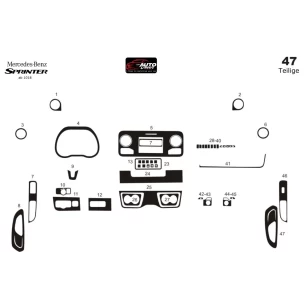 Mercedes Sprinter W907 2018 3D Interior Dashboard Trim Kit Dash Trim Dekor 47-Parts 2