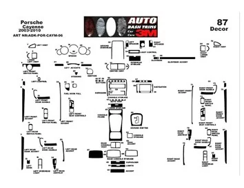 Porsche Cayenne 2003-2010 3D Interior Dashboard Trim Kit Dash Trim Dekor 87-Parts
