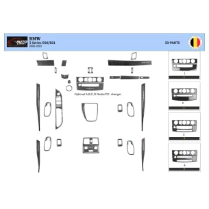 BMW 5 Series E60/E61 2004–2010 3D Interior Dashboard Trim Kit Dash Trim Dekor 33-Parts 2