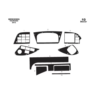 Mercedes Tourismo 01.2011 3D Interior Dashboard Trim Kit Dash Trim Dekor 10-Parts