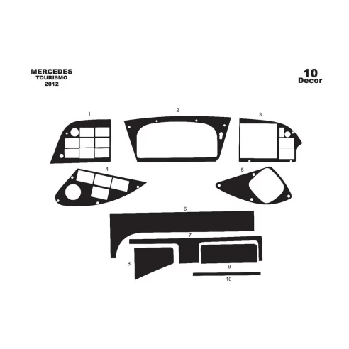 Mercedes Tourismo 01.2011 3D Interior Dashboard Trim Kit Dash Trim Dekor 10-Parts