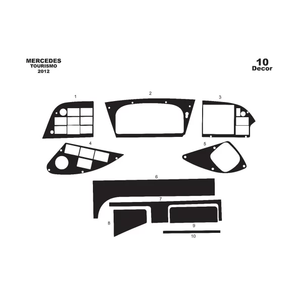 Mercedes Tourismo 01.2011 3D Interior Dashboard Trim Kit Dash Trim Dekor 10-Parts