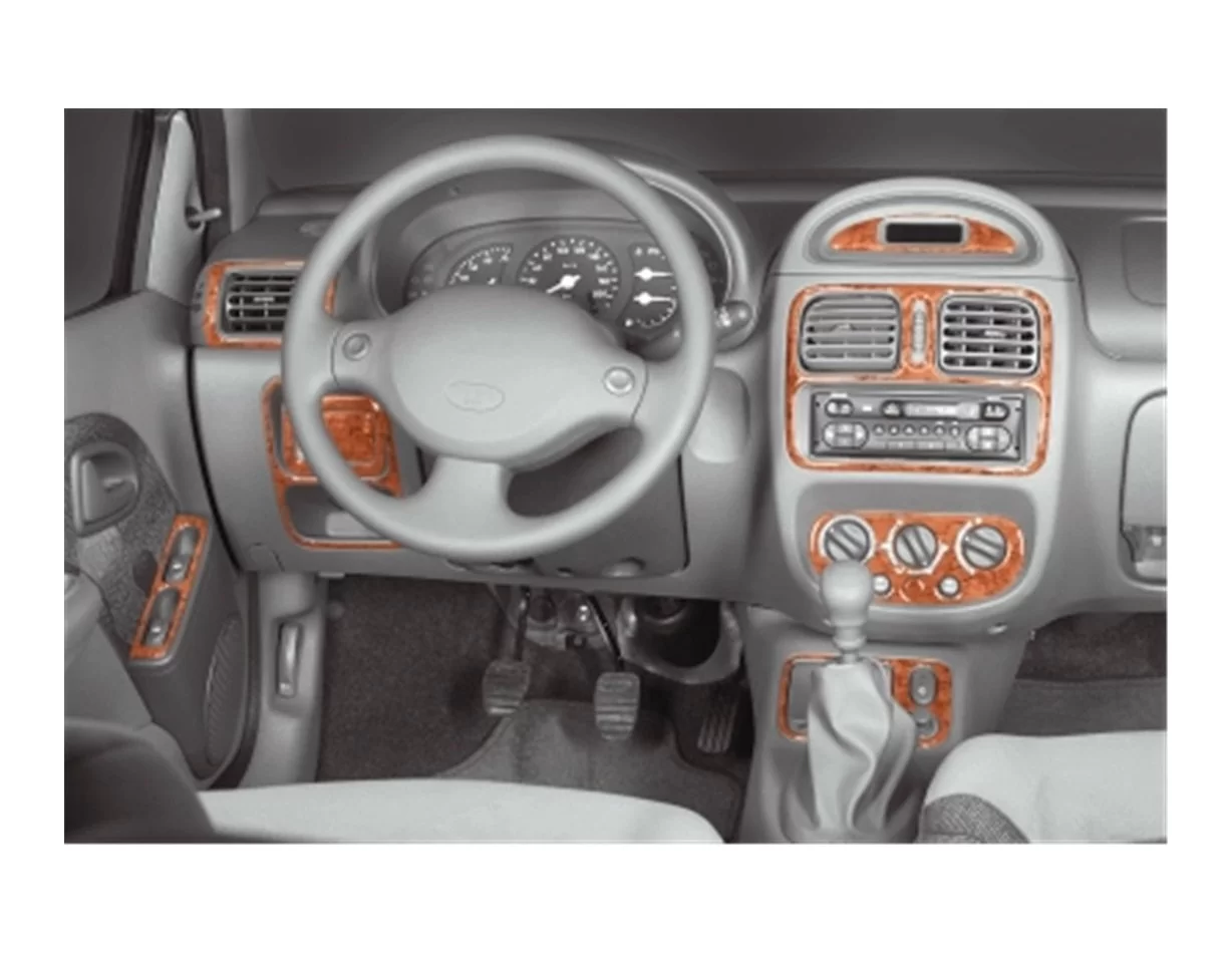 Renault Clio 06.98-05.01 3D Interior Dashboard Trim Kit Dash Trim Dekor 18-Parts - 1 - Interior Dash Trim Kit