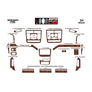 Mercedes Viano W639 01.2006 3D Interior Dashboard Trim Kit Dash Trim Dekor 31-Parts 2