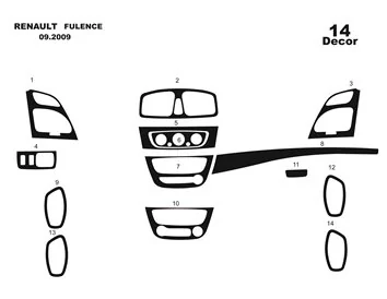 Renault Fluence 01.2010 3D Interior Dashboard Trim Kit Dash Trim Dekor 13-Parts