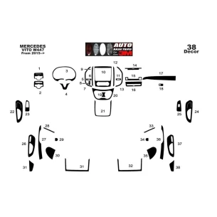 Mercedes Vito W447 01.2015 3D Interior Dashboard Trim Kit Dash Trim Dekor 38-Parts 2