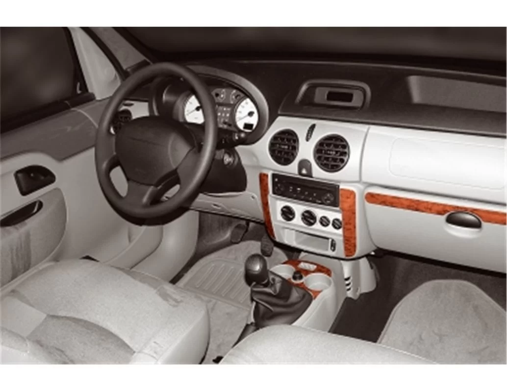 Renault Kangoo-Nissan Kubistar 06.98-09.08 3D Interior Dashboard Trim Kit Dash Trim Dekor 10-Parts - 1 - Interior Dash Trim Kit