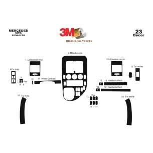 Mercedes Vito W638 02.96-02.99 3D Interior Dashboard Trim Kit Dash Trim Dekor 23-Parts 2