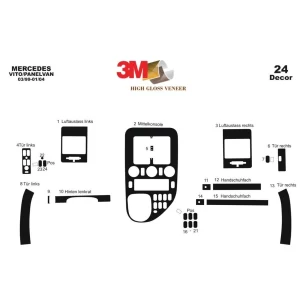 Mercedes Vito W638 03.99-01.04 3D Interior Dashboard Trim Kit Dash Trim Dekor 24-Parts 2