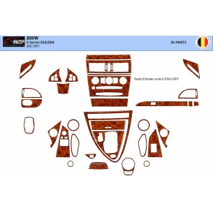 BMW 6-Series E 63 2004-2008 3D Interior Dashboard Trim Kit Dash Trim Dekor 34-Parts 2