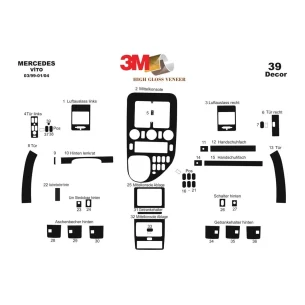 Mercedes Vito W638 V-Klasse 03.99-01.04 3D Interior Dashboard Trim Kit Dash Trim Dekor 39-Parts 2