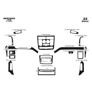 Mercedes Vito W639 01.04-01.06 3D Interior Dashboard Trim Kit Dash Trim Dekor 22-Parts 2