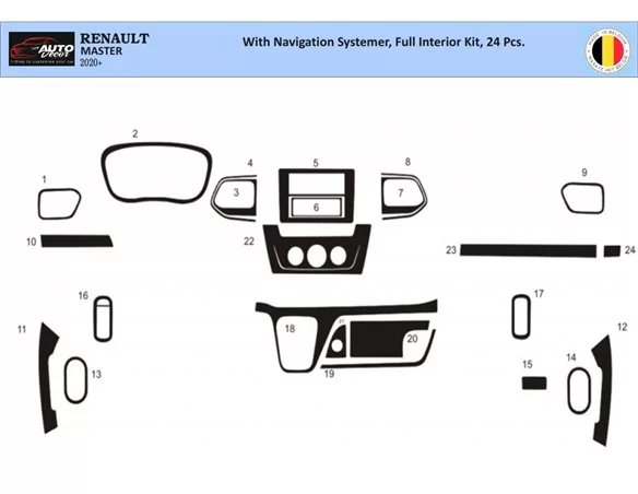 Renault Master III from 2019 3D Interior Dashboard Trim Kit Dash Trim Dekor 24-Parts