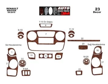 Renault Master-Nissan Interstar 01.2010 3D Interior Dashboard Trim Kit Dash Trim Dekor 23-Parts
