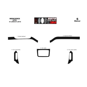 Mercedes Vito W639 2006-2015 3D Interior Dashboard Trim Kit Dash Trim Dekor 5-Parts