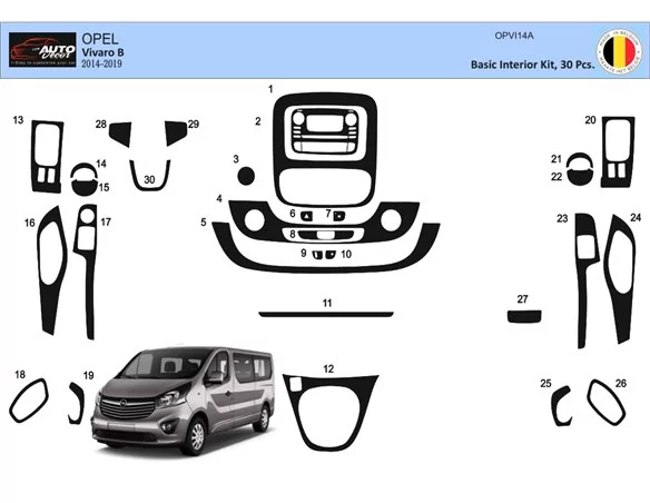 Renault Trafic 01.2015 3D Interior Dashboard Trim Kit Dash Trim Dekor 30-Parts - 1 - Interior Dash Trim Kit