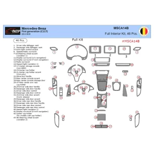 Mercedes-Benz GLA-Class 2014–2020 3D Interior Dashboard Trim Kit Dash Trim Dekor 46-Parts 2