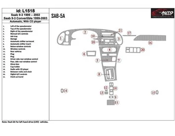 Saab 9-3 1999-2002 Automatic Gearbox, With CD Player, Without OEM Interior BD Dash Trim Kit - 1 - Interior Dash Trim Kit