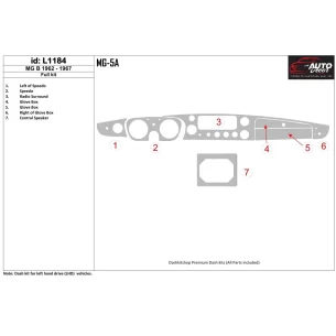 MG B 1962-1967 Full Set Interior BD Dash Trim Kit 2