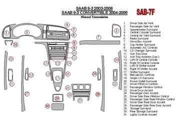 Saab 9-3 2003-2006 Manual Gear Box, Without Infotainment Center Interior BD Dash Trim Kit - 2 - Interior Dash Trim Kit