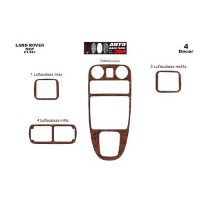 MG MG-F 01.96-12.00 3D Interior Dashboard Trim Kit Dash Trim Dekor 4-Parts