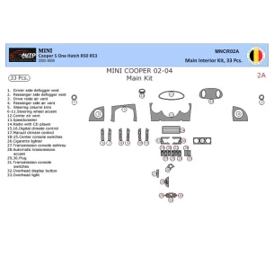 Mini Cooper R50 R53 2003-2008 3D Interior Dashboard Trim Kit Dash Trim Dekor 33-Parts 2