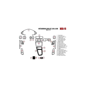 Mitsubishi 3000GT 1991-1998 Basic Set Interior BD Dash Trim Kit 2