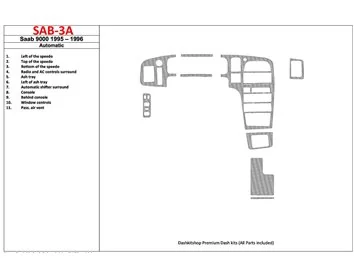 Saab 9000 1987-1994 Automatic Gearbox 12 Parts set Interior BD Dash Trim Kit - 1 - Interior Dash Trim Kit