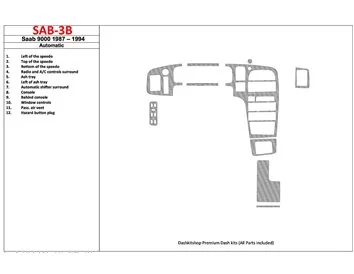 Saab 9000 1987-1994 Manual Gearbox, 12 Parts set Interior BD Dash Trim Kit - 1 - Interior Dash Trim Kit