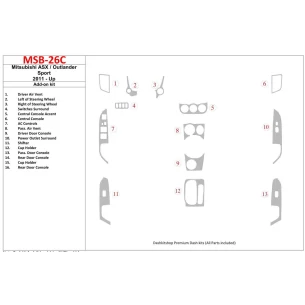 Mitsubishi ASX 2011-UP additional kit fits OEM Interior BD Dash Trim Kit 2