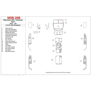 Mitsubishi ASX 2011-UP Full Set, With NAVI Interior BD Dash Trim Kit 2