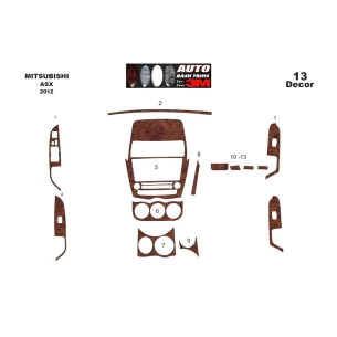Mitsubishi Asx RVR 01.2012 3D Interior Dashboard Trim Kit Dash Trim Dekor 9-Parts 2