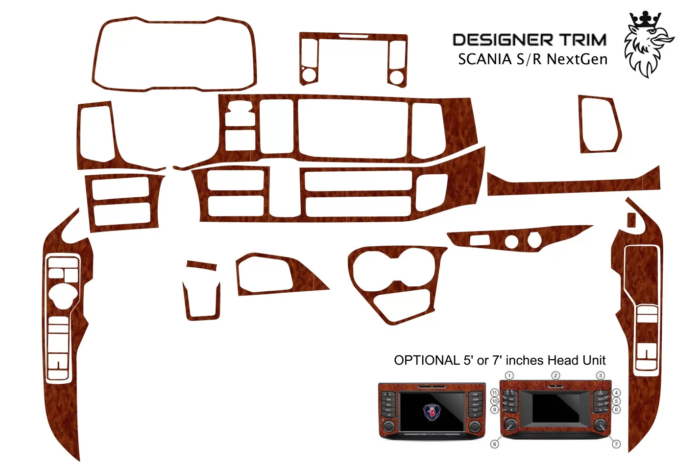 Scania NG-Series ab 2016 3D Interior Dashboard Trim Kit Dash Trim Dekor 17-Parts - 1 - Interior Dash Trim Kit