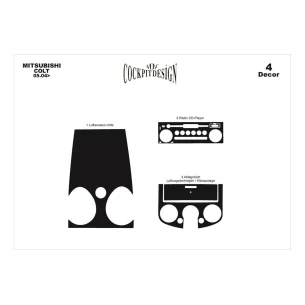 Mitsubishi Colt 05.04-12.07 3D Interior Dashboard Trim Kit Dash Trim Dekor 4-Parts 2