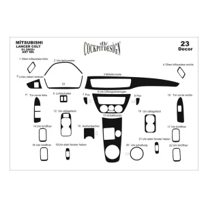 Mitsubishi Colt-Lancer 01.2002 3D Interior Dashboard Trim Kit Dash Trim Dekor 23-Parts 2