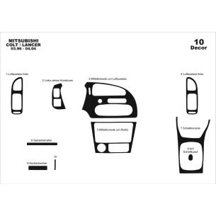 Mitsubishi Colt-Lancer V 03.96-04.04 3D Interior Dashboard Trim Kit Dash Trim Dekor 10-Parts 2