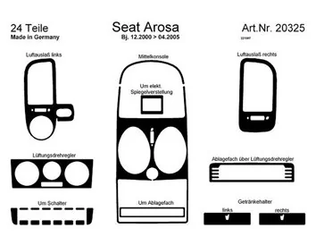 Seat Arosa 02.01-04.05 3D Interior Dashboard Trim Kit Dash Trim Dekor 24-Parts
