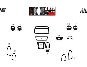 Seat Ibiza – Cordoba 01.2010 3D Interior Dashboard Trim Kit Dash Trim Dekor 25-Parts