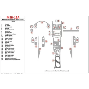 Mitsubishi Eclipse 2000-2005 Full Set, 25 Parts set Interior BD Dash Trim Kit 2