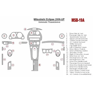 Mitsubishi Eclipse 2006-UP Automatic Gear Interior BD Dash Trim Kit 2
