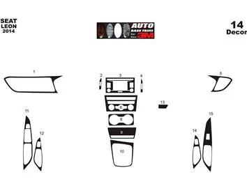 Seat Leon 01.2014 3D Interior Dashboard Trim Kit Dash Trim Dekor 14-Parts