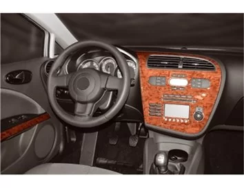 Seat Leon 1P 06.05-09.09 3D Interior Dashboard Trim Kit Dash Trim Dekor 8-Parts - 1 - Interior Dash Trim Kit