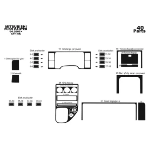 Mitsubishi Fuso Canter 01.1996 3D Interior Dashboard Trim Kit Dash Trim Dekor 40-Parts